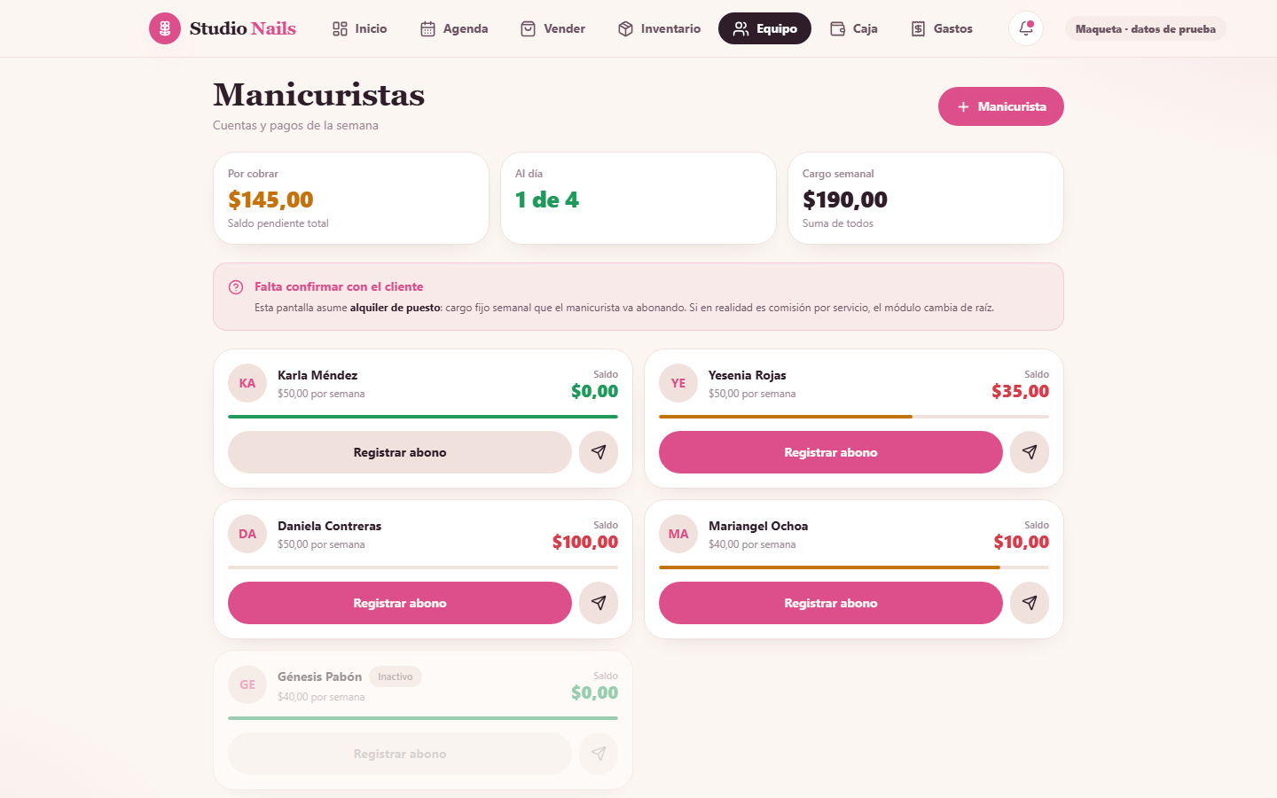 Cuentas del equipo
