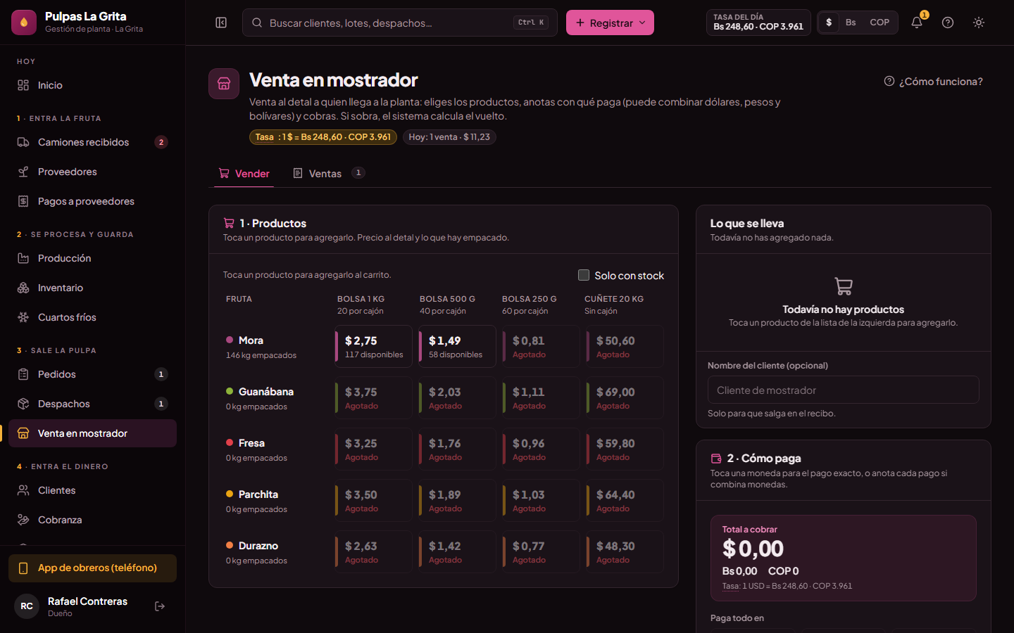 Venta en mostrador