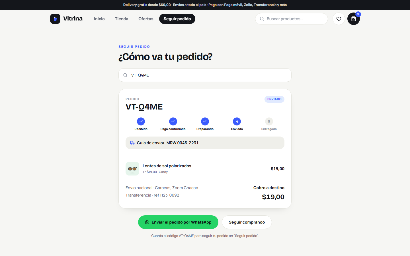 Seguimiento del pedido
